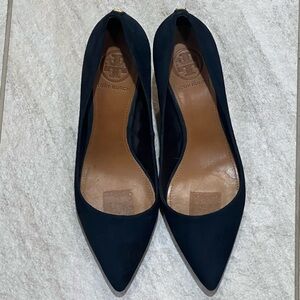 Tory Burch Navy Suede Shoes